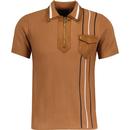 Gabicci Vintage Robyn 50th Anniversary Zip Neck Knitted Polo Shirt in Honeycomb