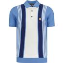 gabicci vintage mens searle retro mod vertical stripes knitted polo tshirt marina blue