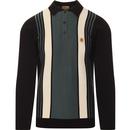 gabicci vintage mens searle vertical stripes long sleeve polo top black teal