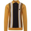 gabicci vintage mens searle 60s mod vertical stripes knit long sleeve polo top dijon