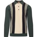 gabicci vintage mens searle 60s mod vertical stripes knit long sleeve polo top juniper