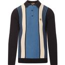 gabicci vintage mens searle vertical stripes long sleeve polo top navy blue