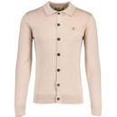 Gabicci Vintage Azima Mod Knitted Button Through Polo Cardigan in Granola V53GK16