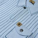 Danny Gabicci Vintage Pinstripe Knitted Polo Azure
