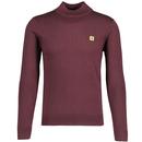 Gabicci Vintage Duke mock Turtleneck Jumper in Berry