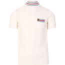 Gabicci Fonda Retro Mod Tipped Mock Turtle Neck Knitted Tee in Off White