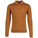 Gabicci Vintage Francesco Knitted Polo Shirt in Walnut