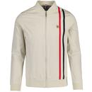 Gabicci Vintage Griffin Mod Racing Stripe Baseball Jacket in Cream Front Photo