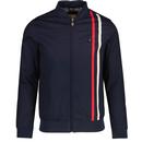 Gabicci Vintage Griffin Mod Racing Stripe Baseball Jacket in Navy Front Photo