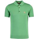 Gabicci Vintage Jackson Mod Knitted Polo Shirt in Verde pictured from front