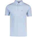 Gabicci Vintage Ladro Mod Button Down Polo Shirt in Azure pictured from front