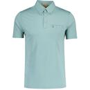 Gabicci Vintage Ladro Mod Button Down Polo Shirt in Meadow pictured from front