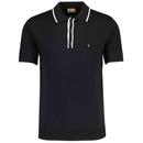 Gabicci Vintage Lineker Mod Tipped Knitted Polo Shirt in Black V00GM09S