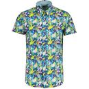Gabicci Vintage Miller 1960s Mod Floral Short Sleeve Shirt in Thames