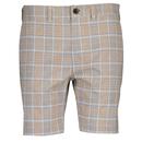 Gabicci Vintage Murphy Retro Check Shorts in Latte Front Photo