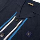 Ross Gabicci Vintage Knitted SS Navy Cuban Shirt 