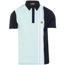 Gabicci Vintage Routh 60s Mod Racing Stripe Contrast Panel Polo Shirt in Navy