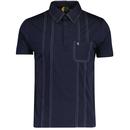 Gabicci Vintage Samuel Contrast Stitch Trim Jersey Polo Shirt in Navy 