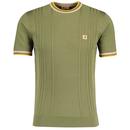 Gabicci Vintage Saturn Mod Tipped Ribbed Knit T-shirt in Spruce