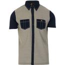 Gabicci Vintage Stiller Retro Mod Contrast Pocket Limited Edition Polo Shirt in Navy
