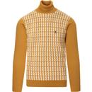 gabicci vintage mens whitaker jacquard geometric pattern front rollneck jumper dijon yellow