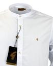 GABICCI VINTAGE 60s Mod Grandad Collar Shirt WHITE