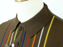 GABICCI VINTAGE Retro Mod Multi Stripe Knit Polo T