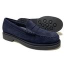 Step Larson Bass Weejuns Navy Suede Penny Loafers