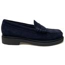 Step Larson Bass Weejuns Navy Suede Penny Loafers