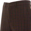 GIBSON LONDON 60s Mod Gingham Check Trousers (Tan)