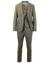 GIBSON LONDON Retro 60s Mod Olive Donegal Suit