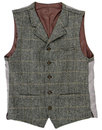 GIBSON LONDON Mod Wool Herringbone Check Waistcoat