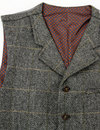 GIBSON LONDON Mod Wool Herringbone Check Waistcoat