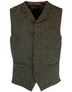 GIBSON LONDON 60s Mod Herringbone Tweed Waistcoat
