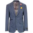 Men's 1960s Mod 2 Button Blue Donegal Suit Jacket