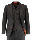 GIBSON LONDON Retro 60s Mod Charcoal Donegal Suit