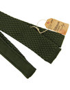 GIBSON LONDON 60s Mod Knitted Square End Tie OLIVE