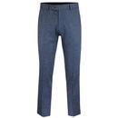Men's Retro Mod Slim Blue Donegal Suit Trousers