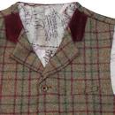 GIBSON LONDON Mod Cord Collar Check Waistcoat SAGE