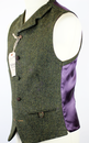 GIBSON LONDON Retro Mod Green Donegal Waistcoat