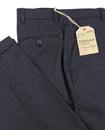 GIBSON LONDON Mod Navy Donegal Flat Front Trousers