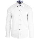 GUIDE LONDON Mod Piping Collar Plain Shirt WHITE  