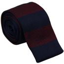 GIBSON LONDON Mod Stripe Knitted Tie (Burgundy)