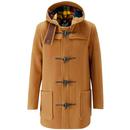 Gloverall MC3251 Mid Length Check Back Made in England Duffle Coat in Camel with Buchanan Tartan