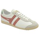 Gola Classics Women's Bullet Pure Retro Trainers in White with Coral Pink and Green Mist