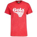 Gola Classics Retro 90s Distressed Logo Washed T-shirt in Red