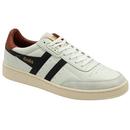 Gola Contact Leather Cupsole Trainers in White/Black/Rust CMB261XB