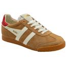 Gola Classics Elan Women's Retro Suede Trainers in Caramel, Off White and Deep Red CLB538TW