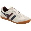 Gola Classics Harrier Leather Retro Trainers in Off White/Navy/Burgundy