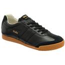 Gola Harrier Leather Trainers in Black/Black/Gum CMB566BB